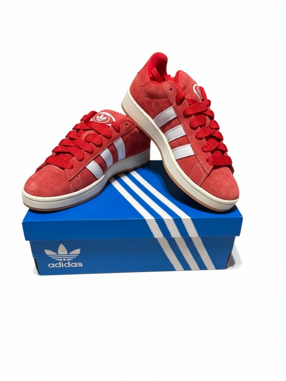 Adidas Campus Red Suede Sneakers Men’s Size 10 New Extra Laces Classic Shoes - Picture 2 of 8